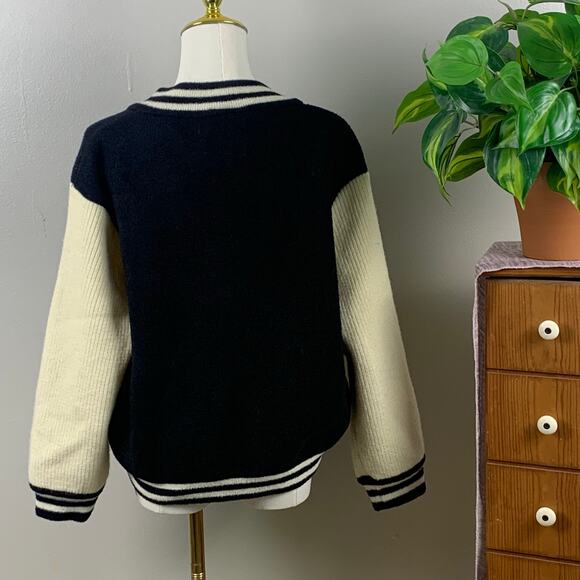 SUGAR Black Football Jacket with White Sweater Long Sleeves - Picture 6 of 11